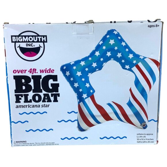 BigMouth Inc. Americana Star Big Float 50" x 50" Inflatable Pool Toy Ages 8+ NEW - Picture 4 of 6